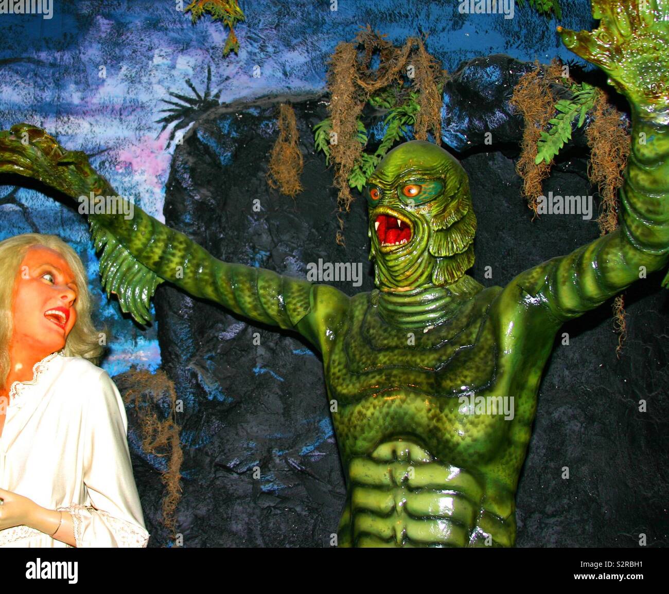 The Creature from the Black Lagoon waxwork tableau. Stock Photo