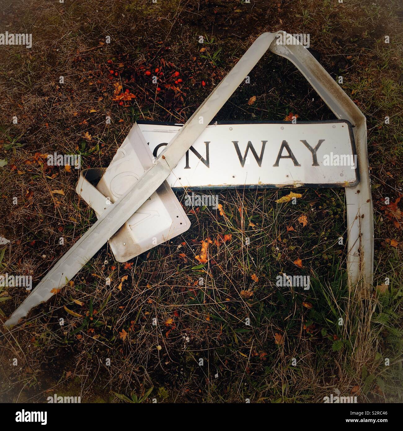 Damaged street name plate - Smartphone Captured Stock Image