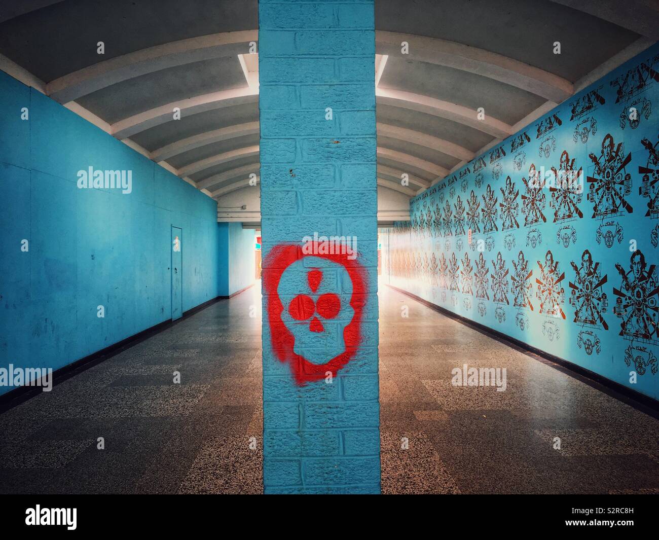 Underpass with graffiti in Crewe Cheshire Uk - Smartphone Captured Stock Image