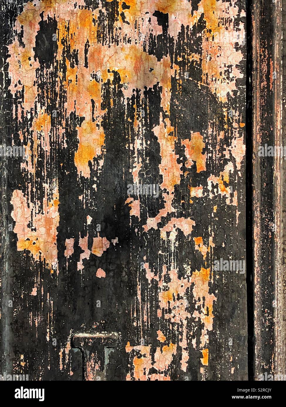 Peeling and flaking paint on rusty metal - Smartphone Captured Stock Image