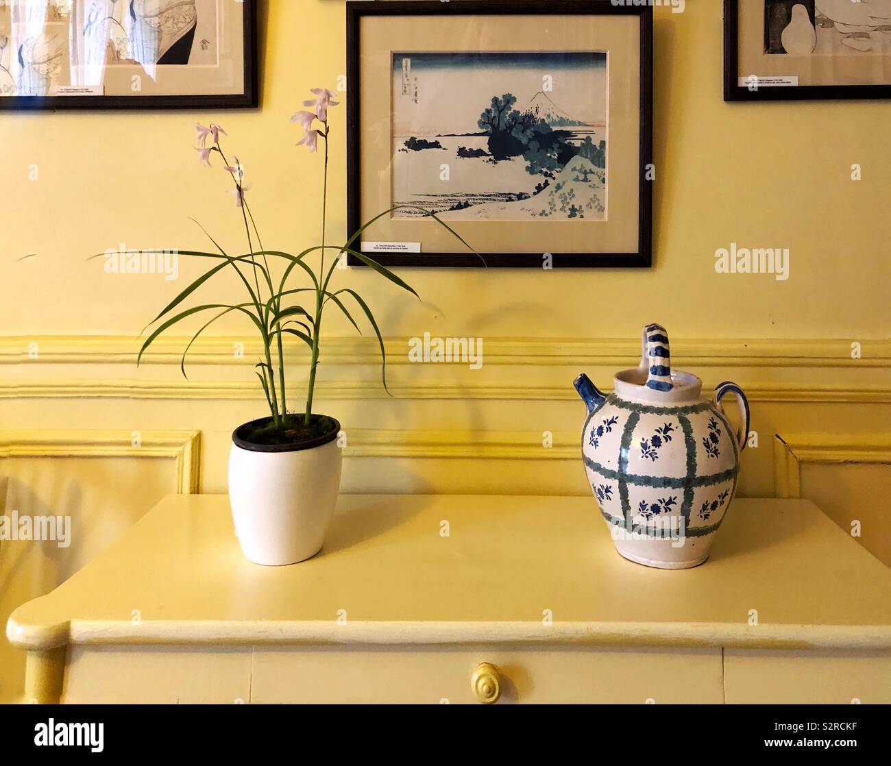 Detail of the yellow dining room in Claude Monet house in Giverny - Smartphone Captured Stock Image