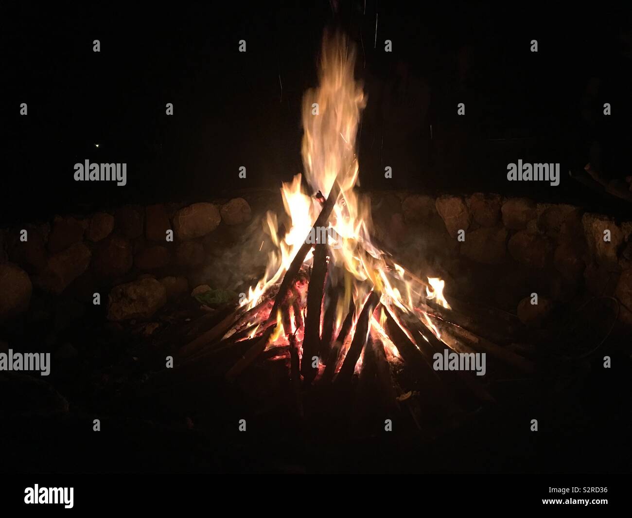 Stone ringed bonfire - Smartphone Captured Stock Image