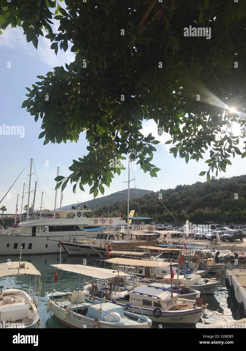Kalkan Marina from Yacht Point Lounge, Turkey Stock Photo - Alamy