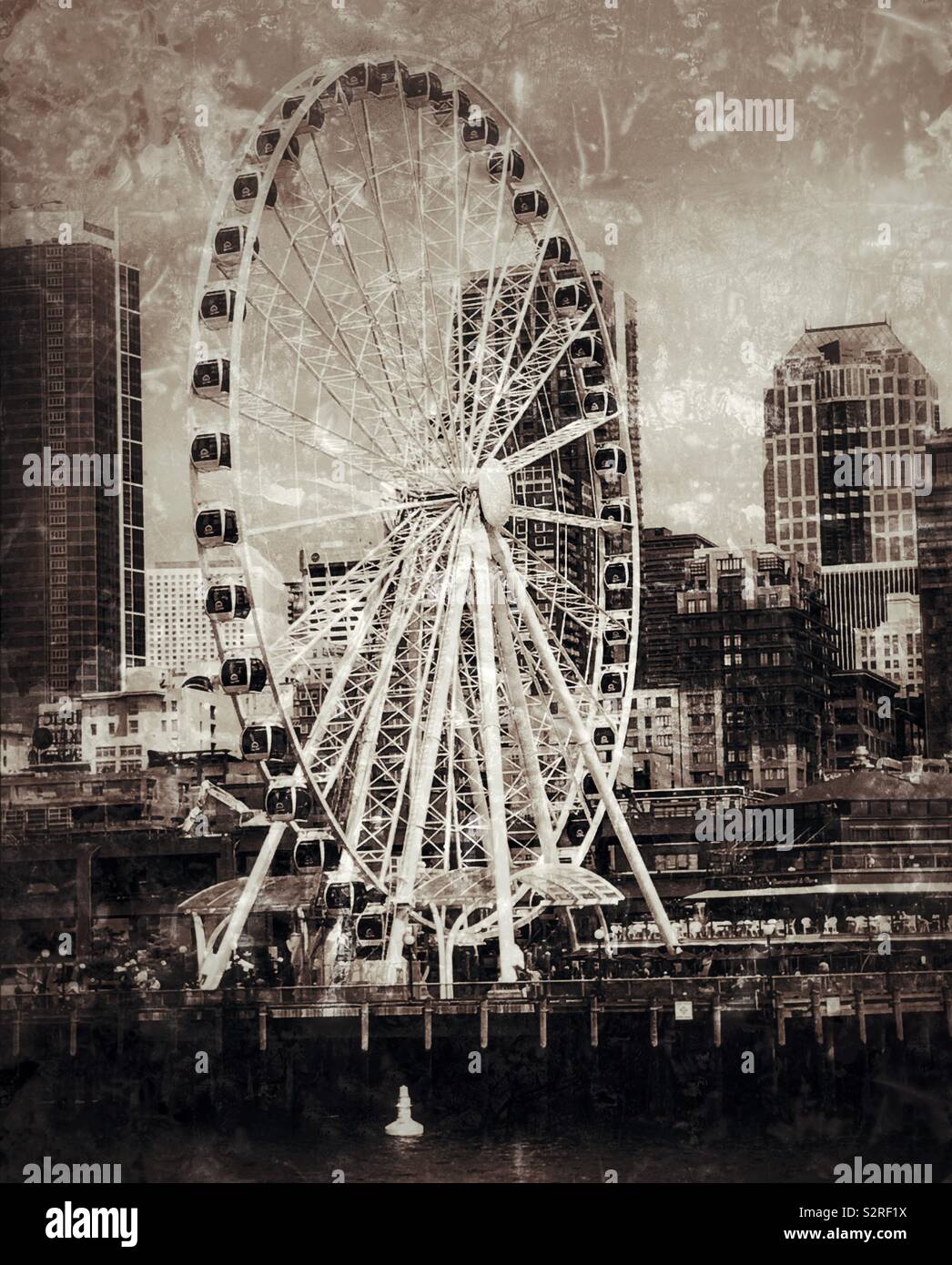Seattle Ferris wheel - Smartphone Captured Stock Image