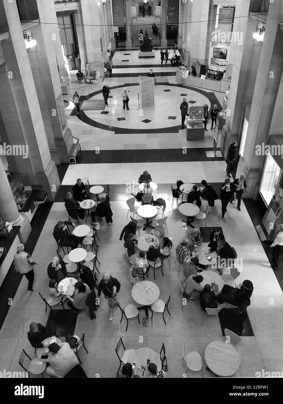 Cafe area and lobby of Cardiff museum, Cardiff, South Wales. - Smartphone Captured Stock Image