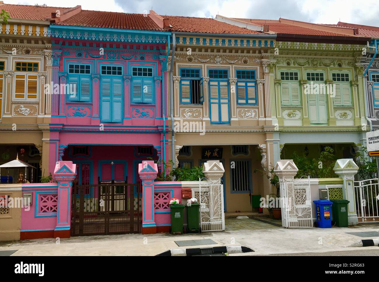 Peranakan houses on Koon Seng Road Joo Chiat Geylang Singapore. Stock Photo