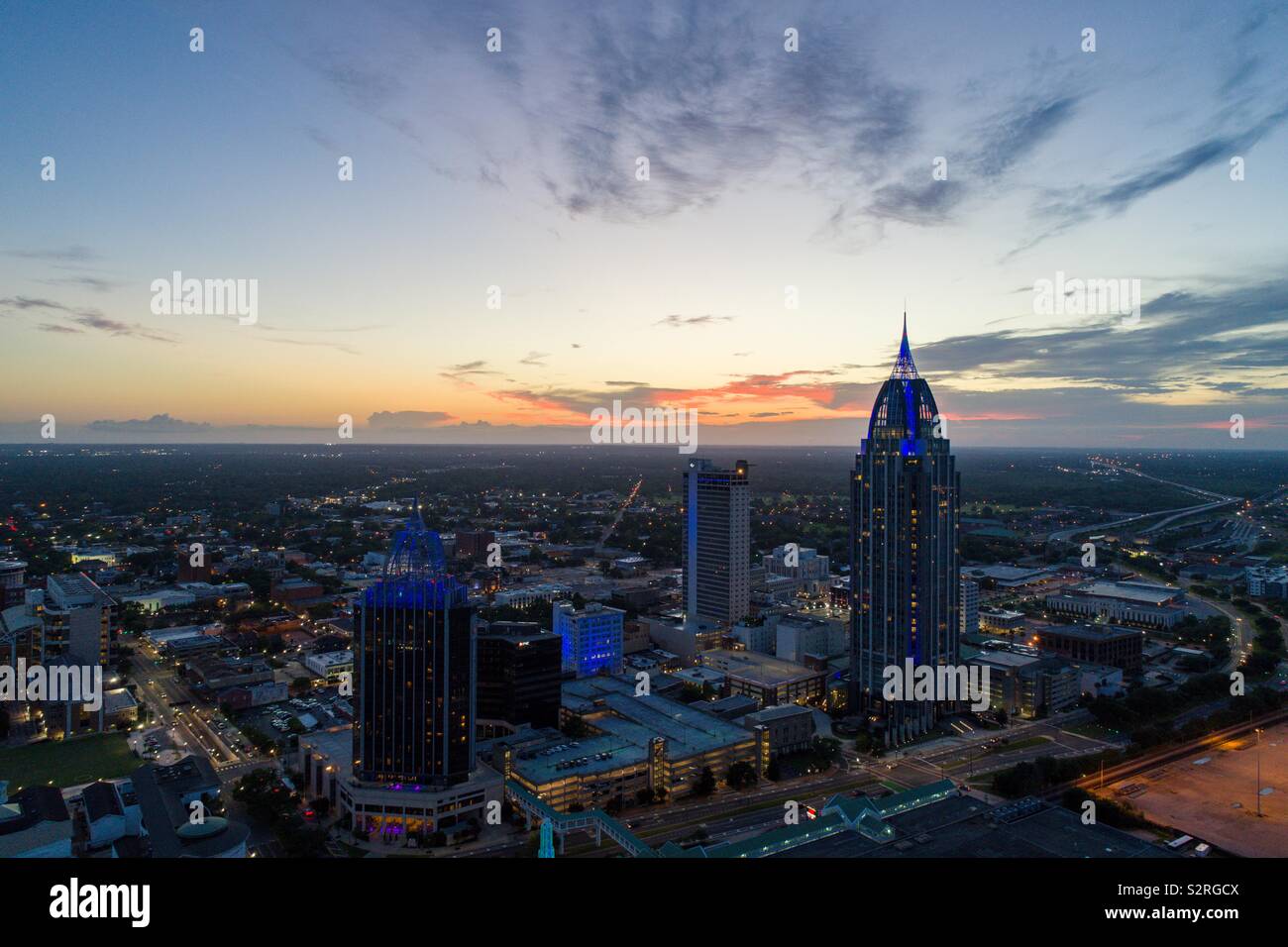 Downtown Mobile at night Stock Photo - Alamy