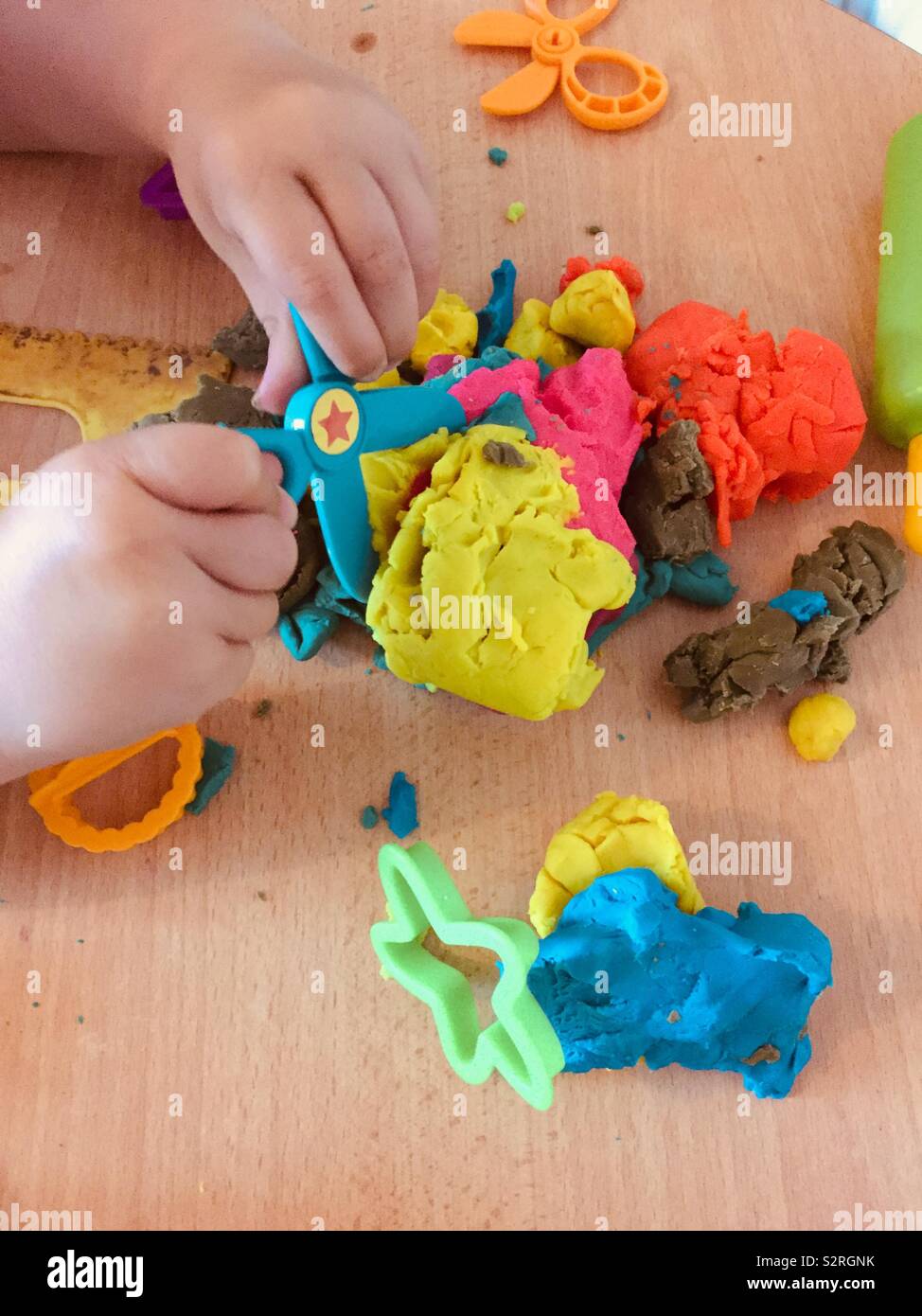 Toddler playdoh mess - Smartphone Captured Stock Image