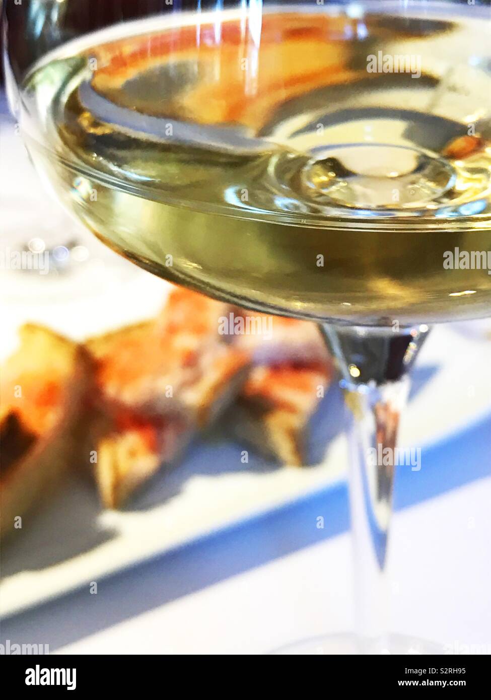 Glass of white wine. Close view. - Smartphone Captured Stock Image