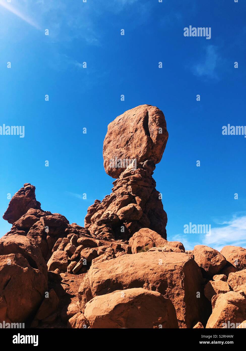 Balanced Rock in Arches National Park in Utah Stock Photo
