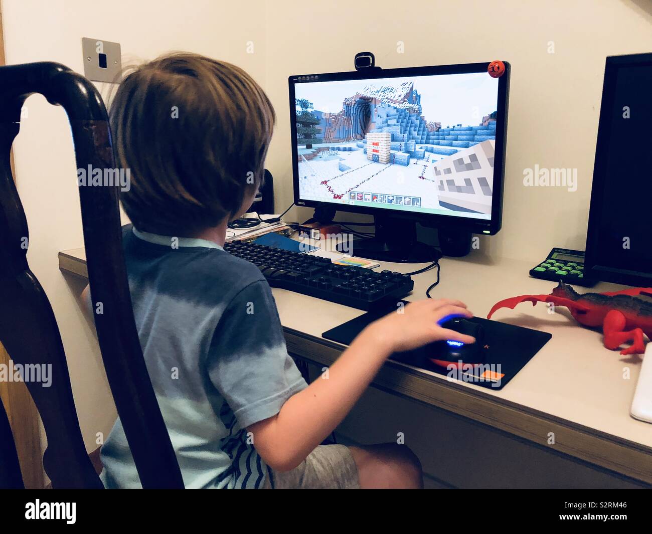 boy playing minecraft