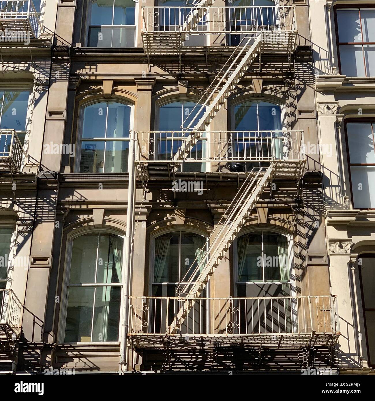 Detail of a cast iron building in SoHo, New York City, New York, United States - Smartphone Captured Stock Image