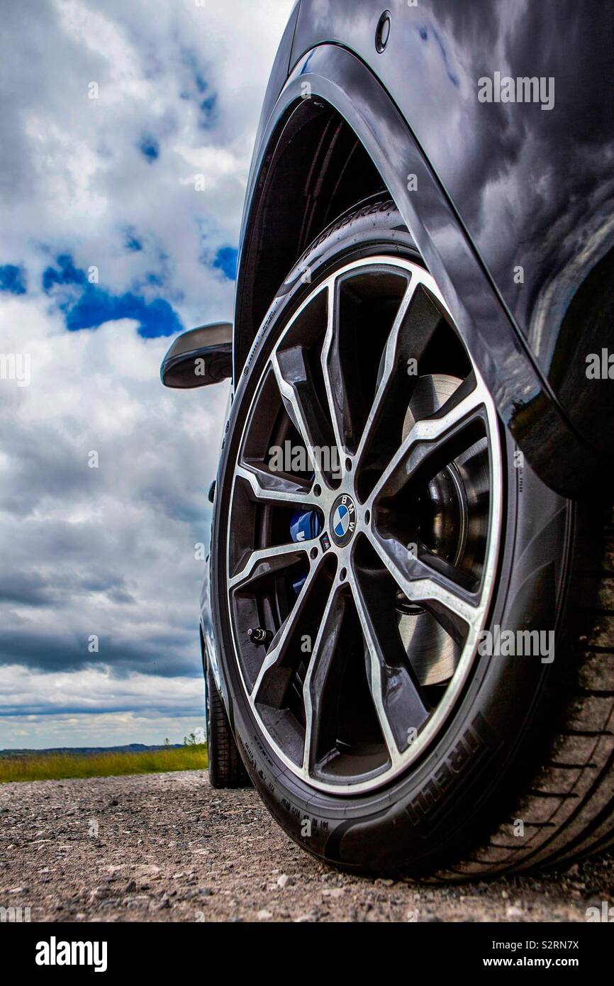 Close up of BMW alloy wheel Stock Photo