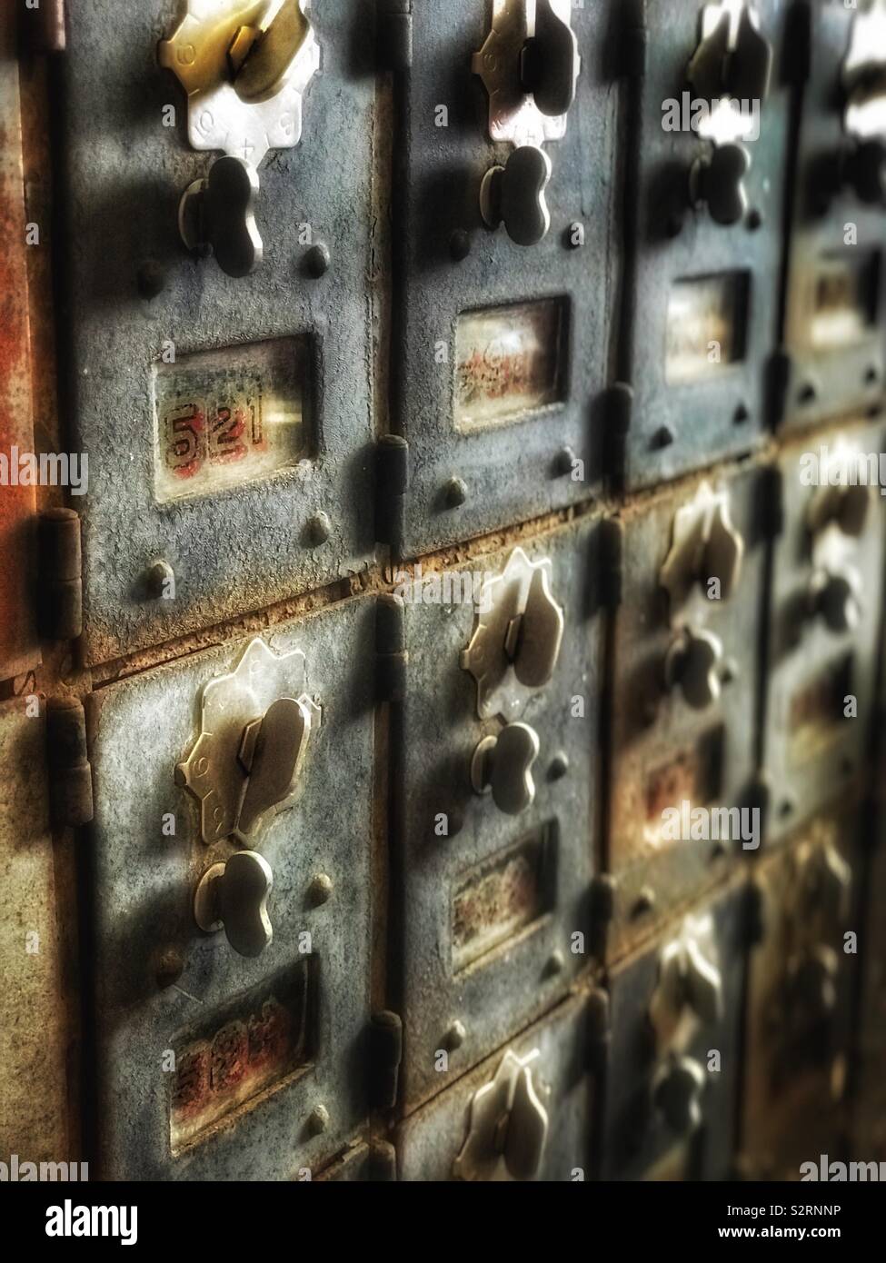 Old wooden post office boxes - Smartphone Captured Stock Image