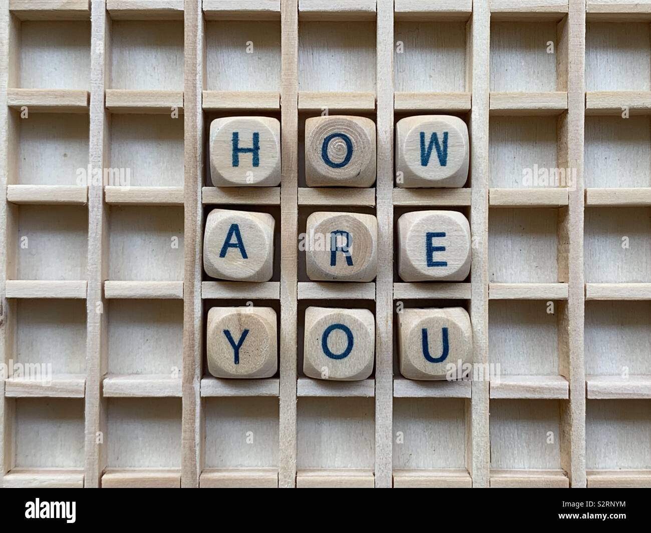 How are you phrase composed with wooden cube dice letters Stock Photo