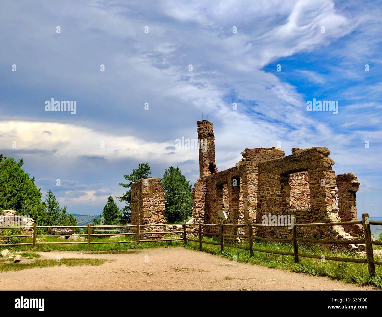 Ruins atop Mount Falcon Colorado Stock Photo Alamy