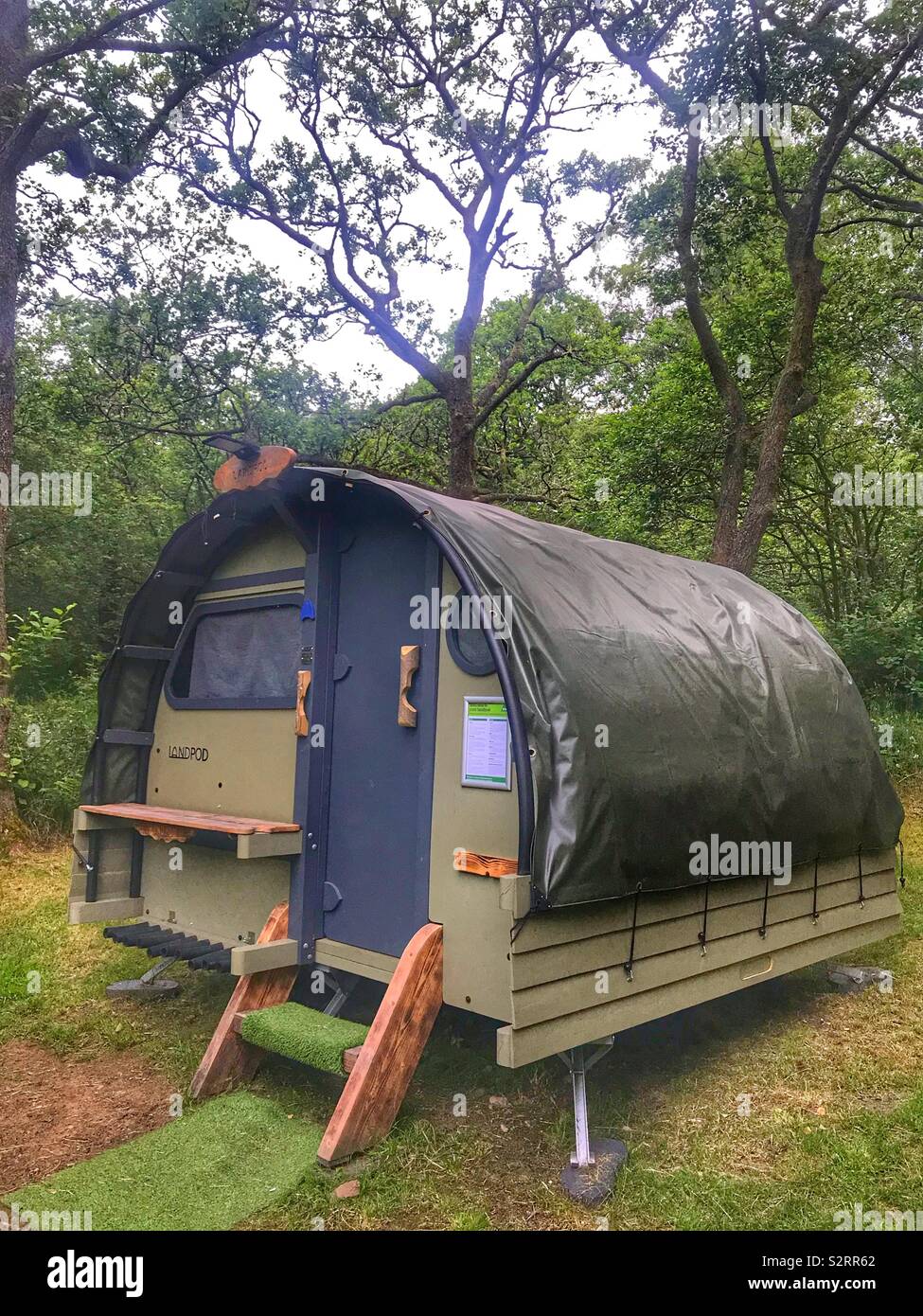 A Landpod at a Youth Hostel in Brecon, Wales Stock Photo