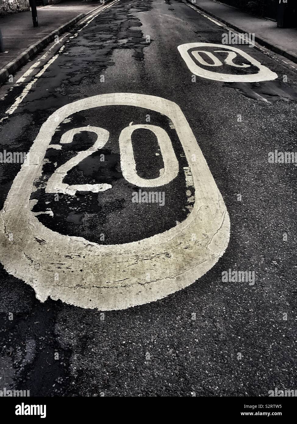 20mph road markings - Smartphone Captured Stock Image