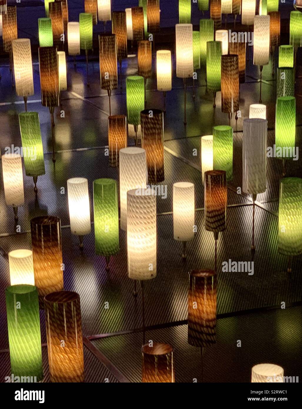 Colorful ceiling lighting - Smartphone Captured Stock Image