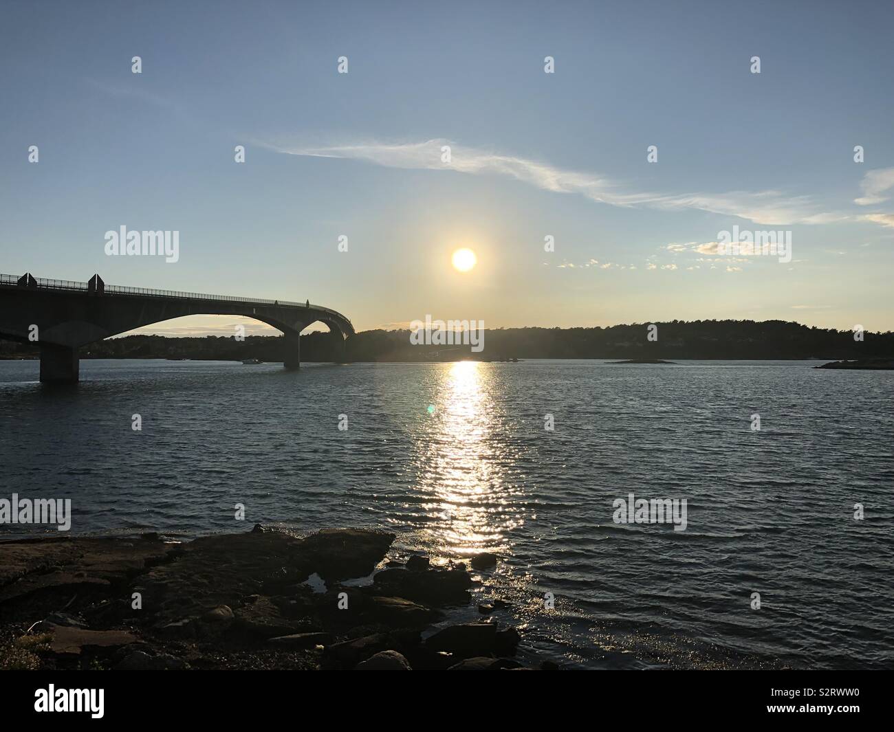 Sunset bridge Stock Photo