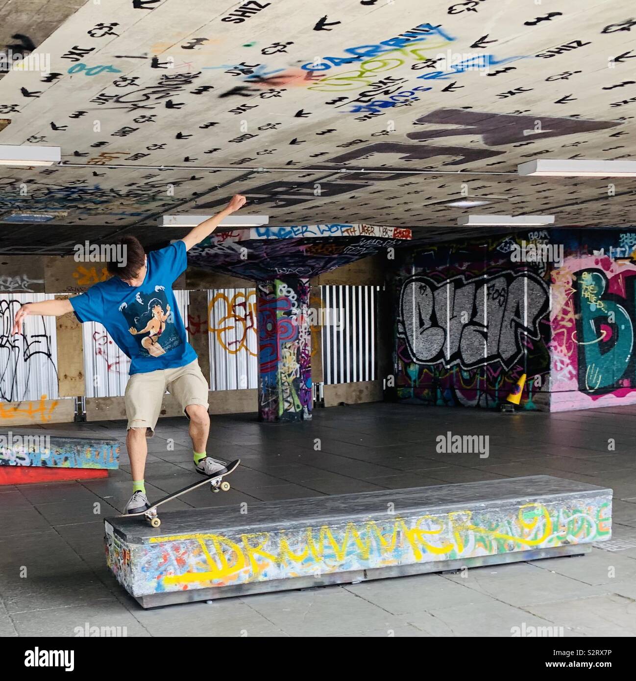 Skateboarder in action Stock Photo