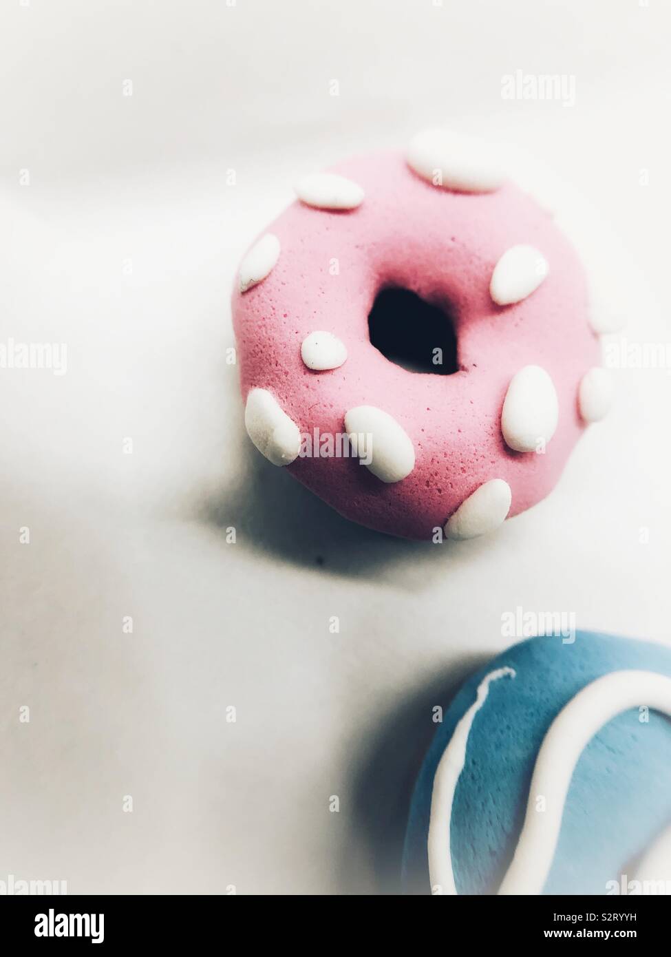 Tiny modeling clay handmade doughnuts - Smartphone Captured Stock Image