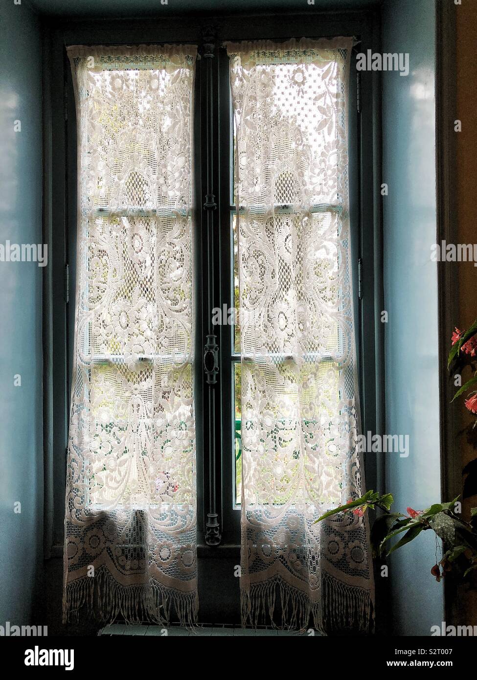 One of the windows in Claude Monet house in Giverny, France - Smartphone Captured Stock Image