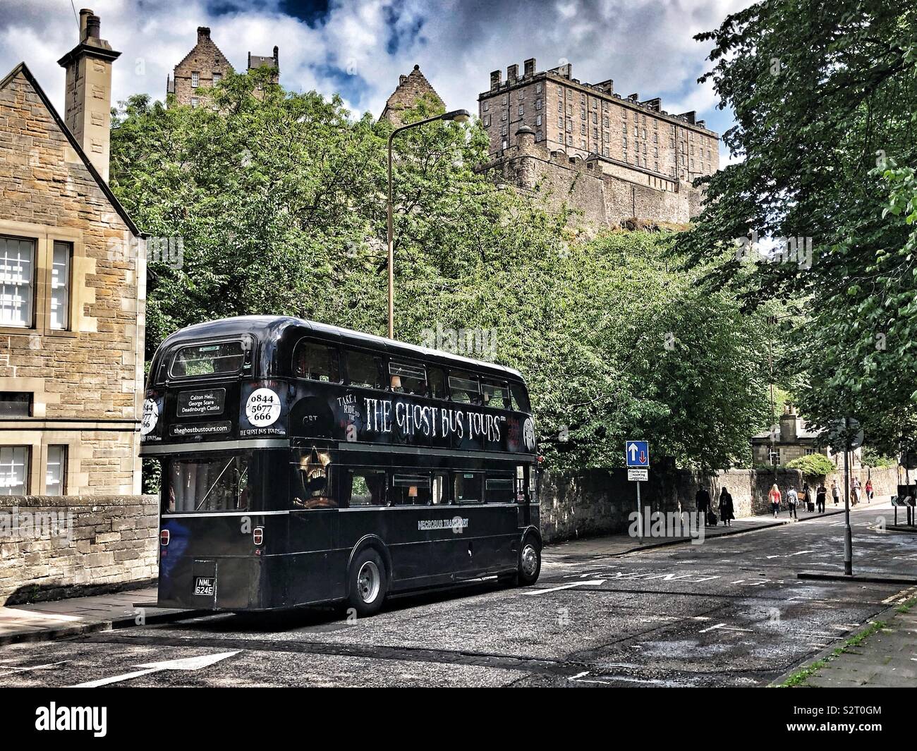 Ghost bus tours and Edinburgh Castle - Smartphone Captured Stock Image