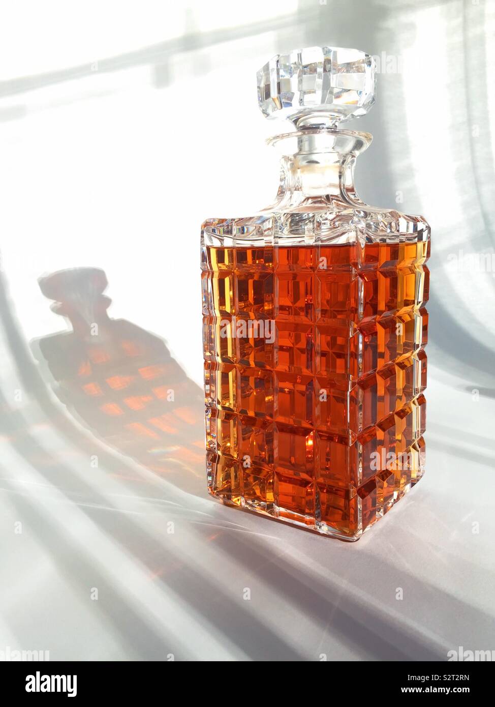 Crystal glass decanter filled with Kentucky bourbon, USA - Smartphone Captured Stock Image