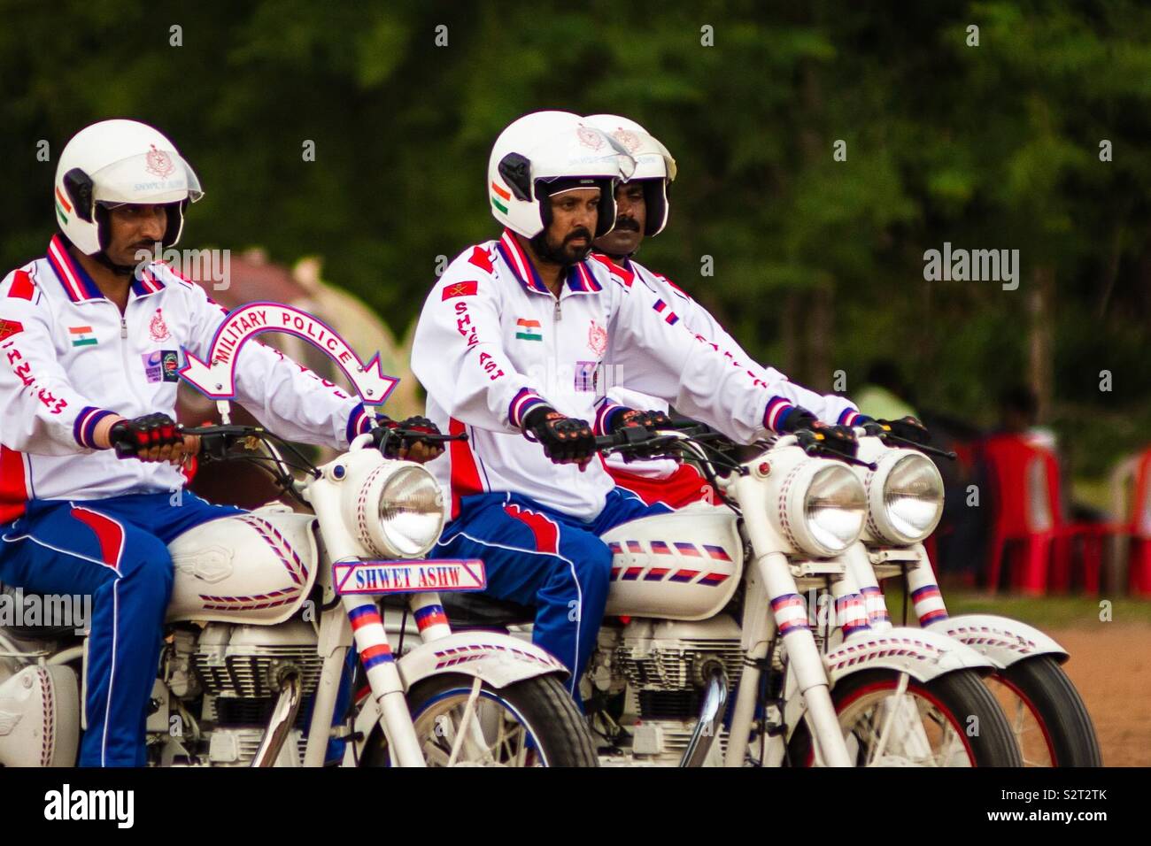 Motorcycle display at Sainik School Kazhakootam by Indian Army Stock Photo