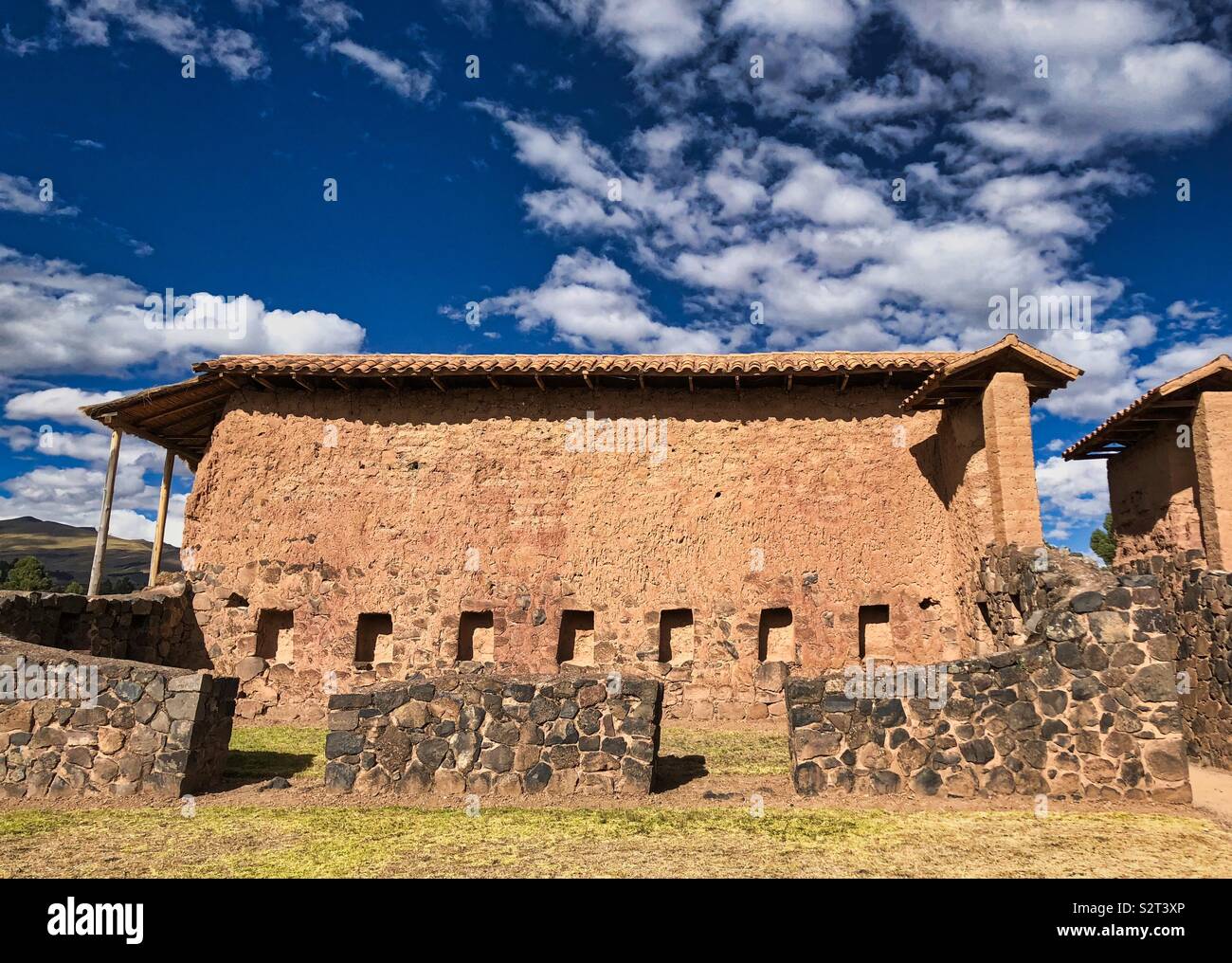 Part of the ruins at Raqch’i Raqchi Incan archaeological site. Temple of Wiracocha Viracocha Perú Peru. - Smartphone Captured Stock Image