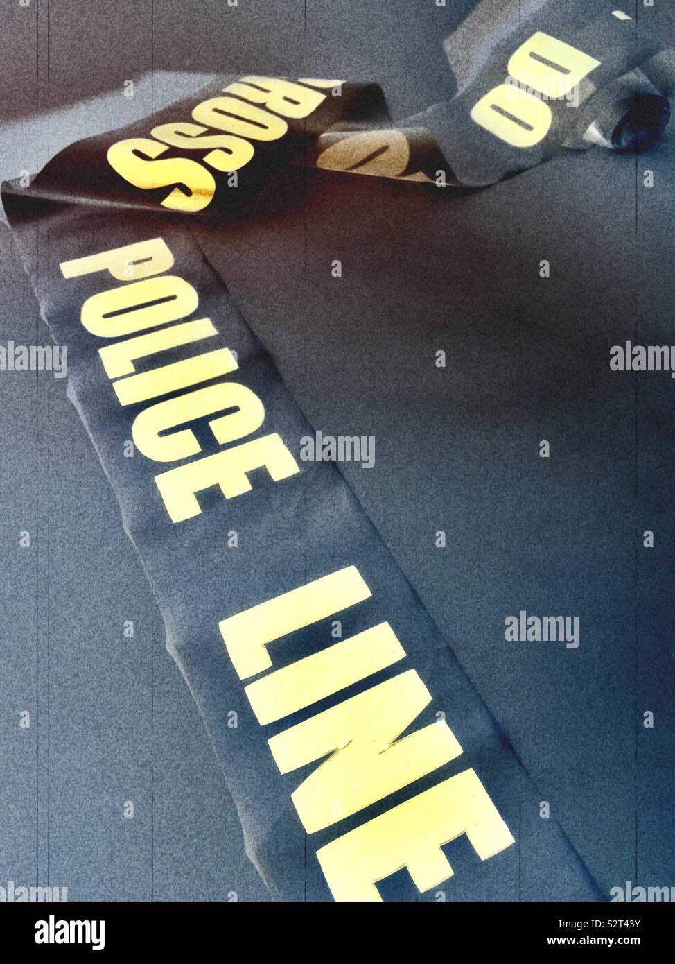 Police police line crime scene tape close up, USA - Smartphone Captured Stock Image