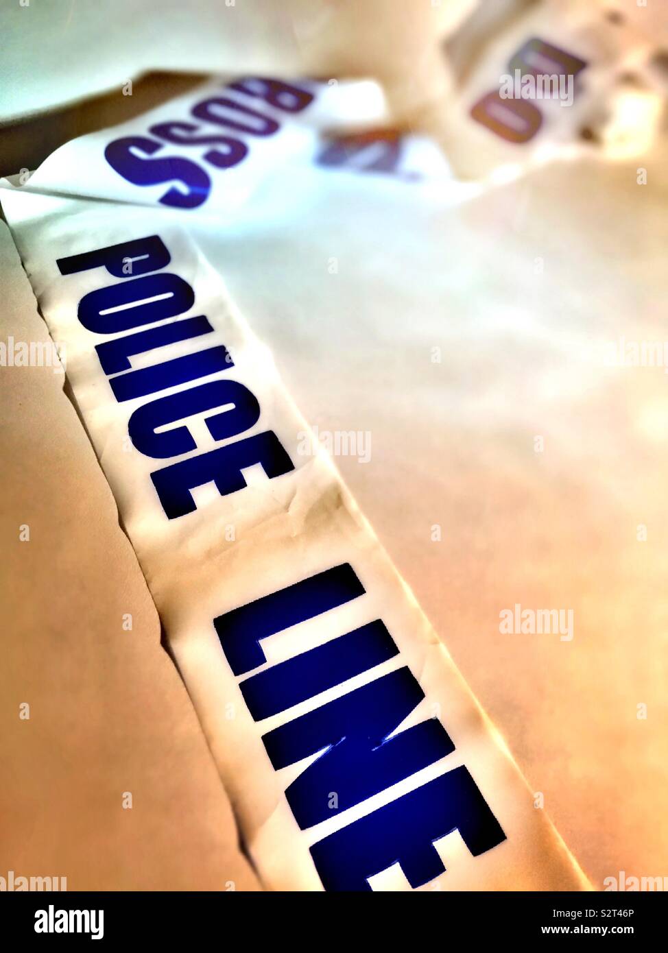 Police line do not cross crime scene tape, USA - Smartphone Captured Stock Image