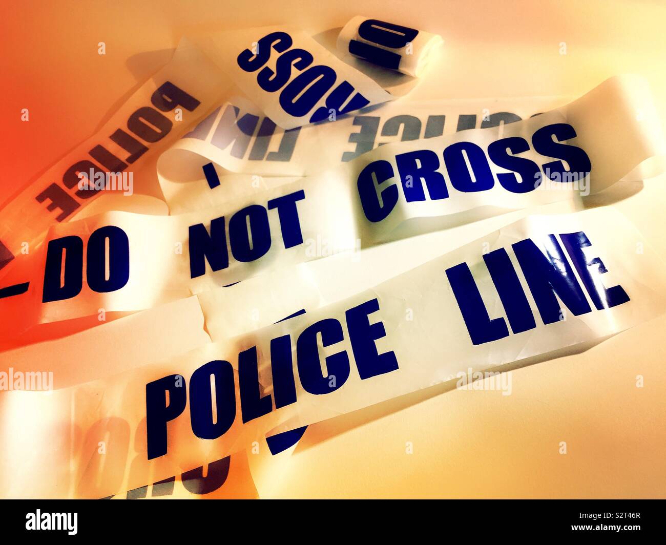 Police line, do not cross, crime scene tape close up, USA - Smartphone Captured Stock Image