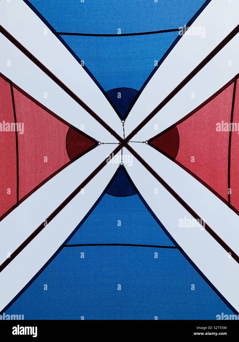 Looking up at a colorful umbrella cover - Smartphone Captured Stock Image