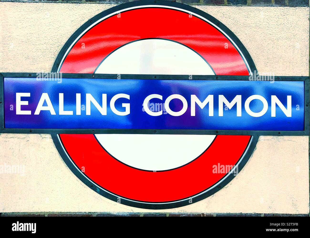 Ealing Common London Underground vintage roundel station name sign. Stock Photo
