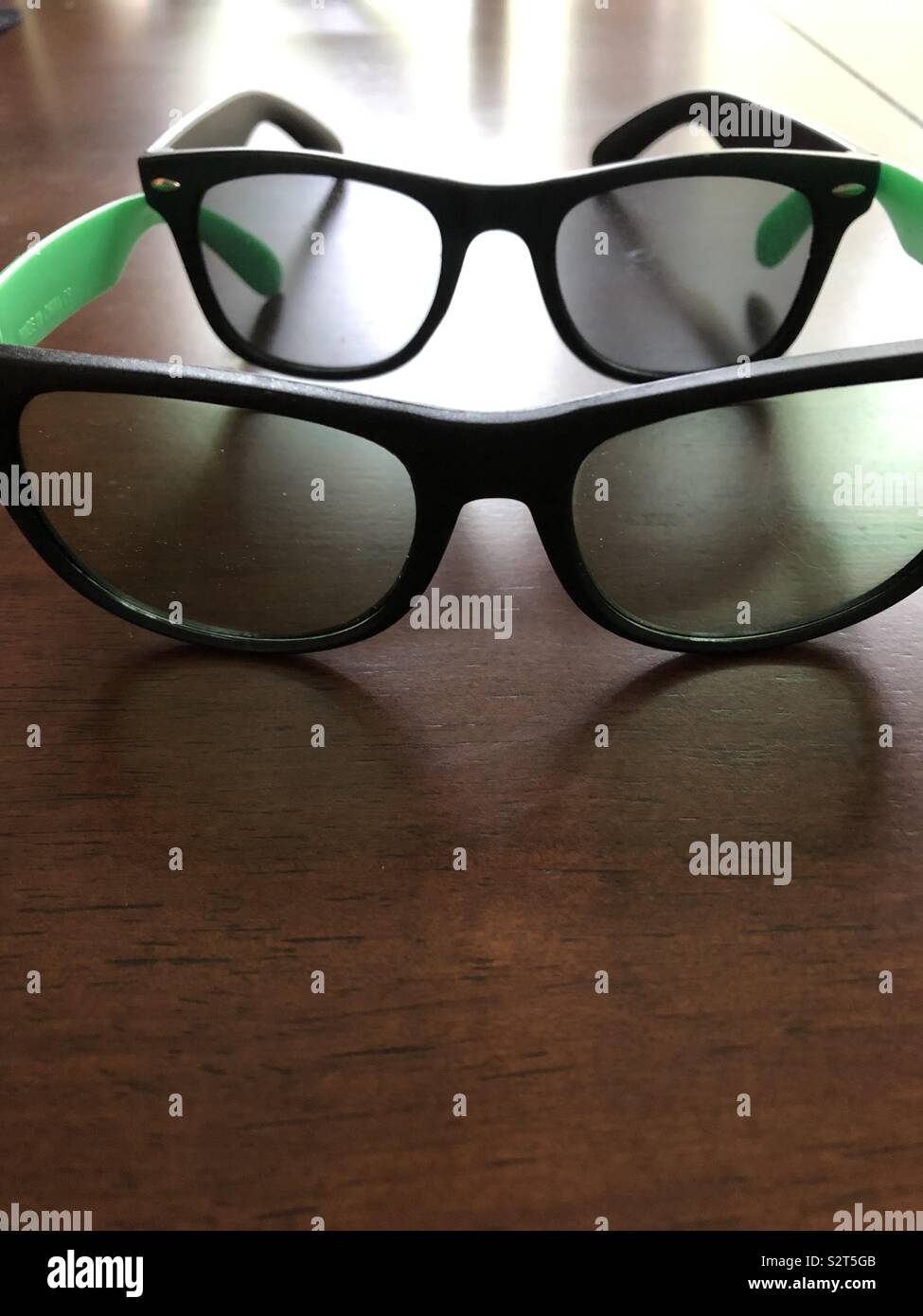 Green lenses/ Gray lenses/ sun glasses Stock Photo