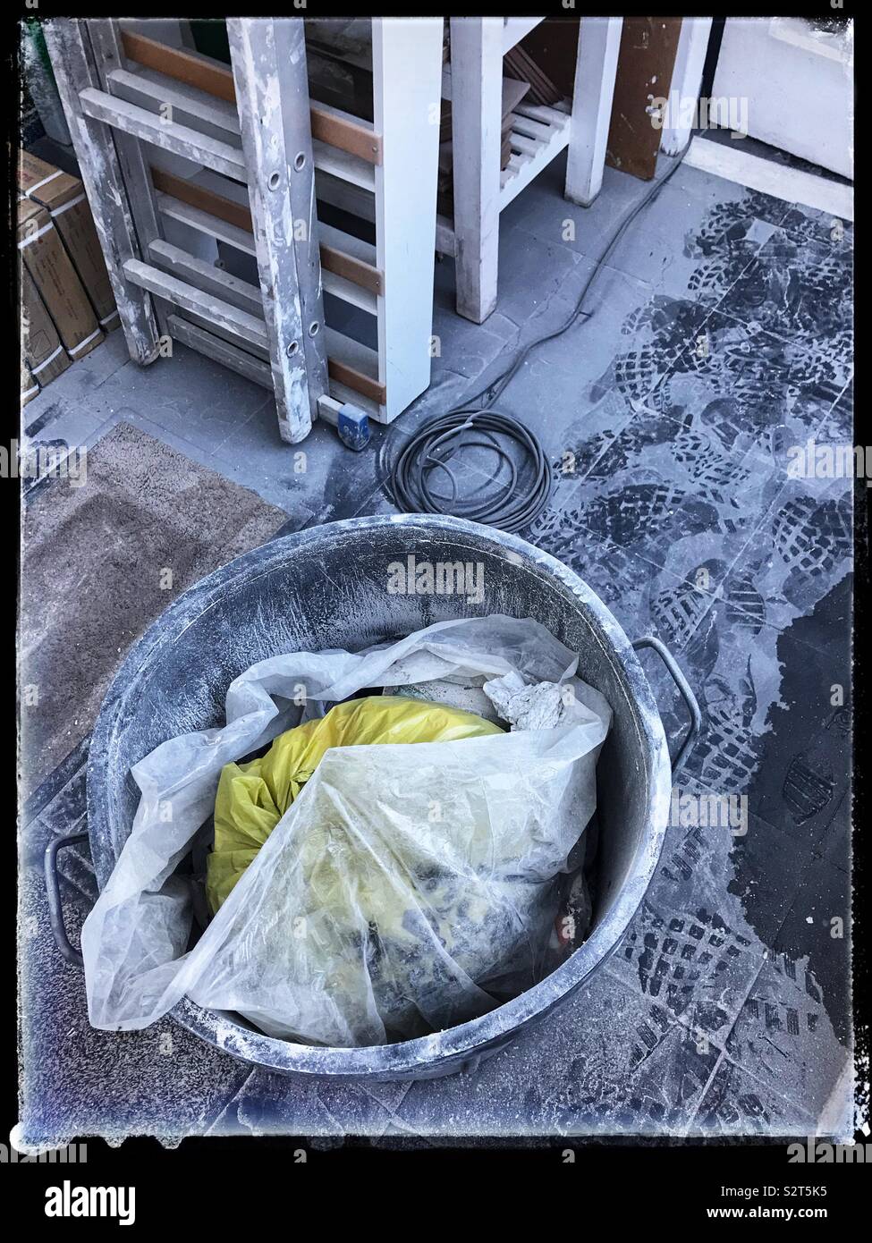 Dusty back stoep during building alterations. - Smartphone Captured Stock Image