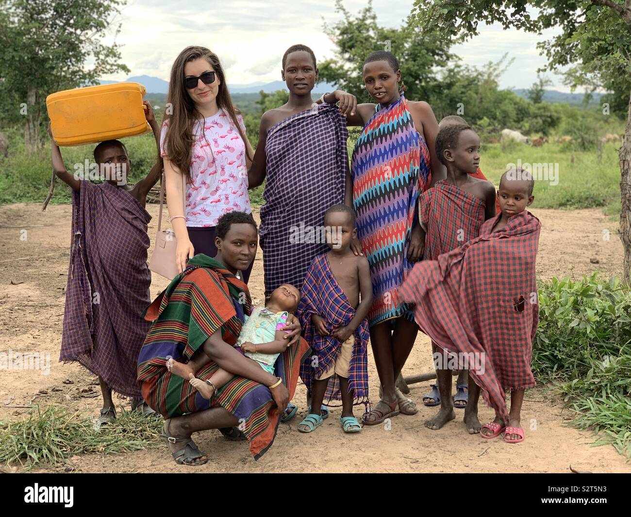 Visiting Maasai tribe Stock Photo
