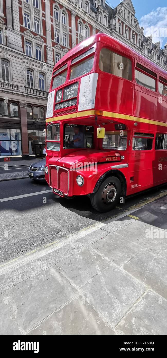An old Double Decker bus in London. Stock Photo