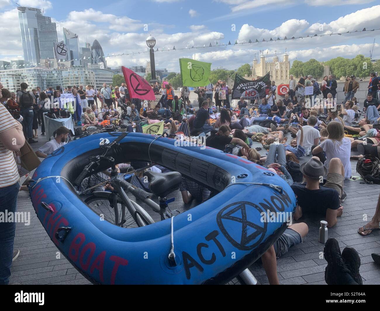 Extinction Rebellion protest GLA - Smartphone Captured Stock Image