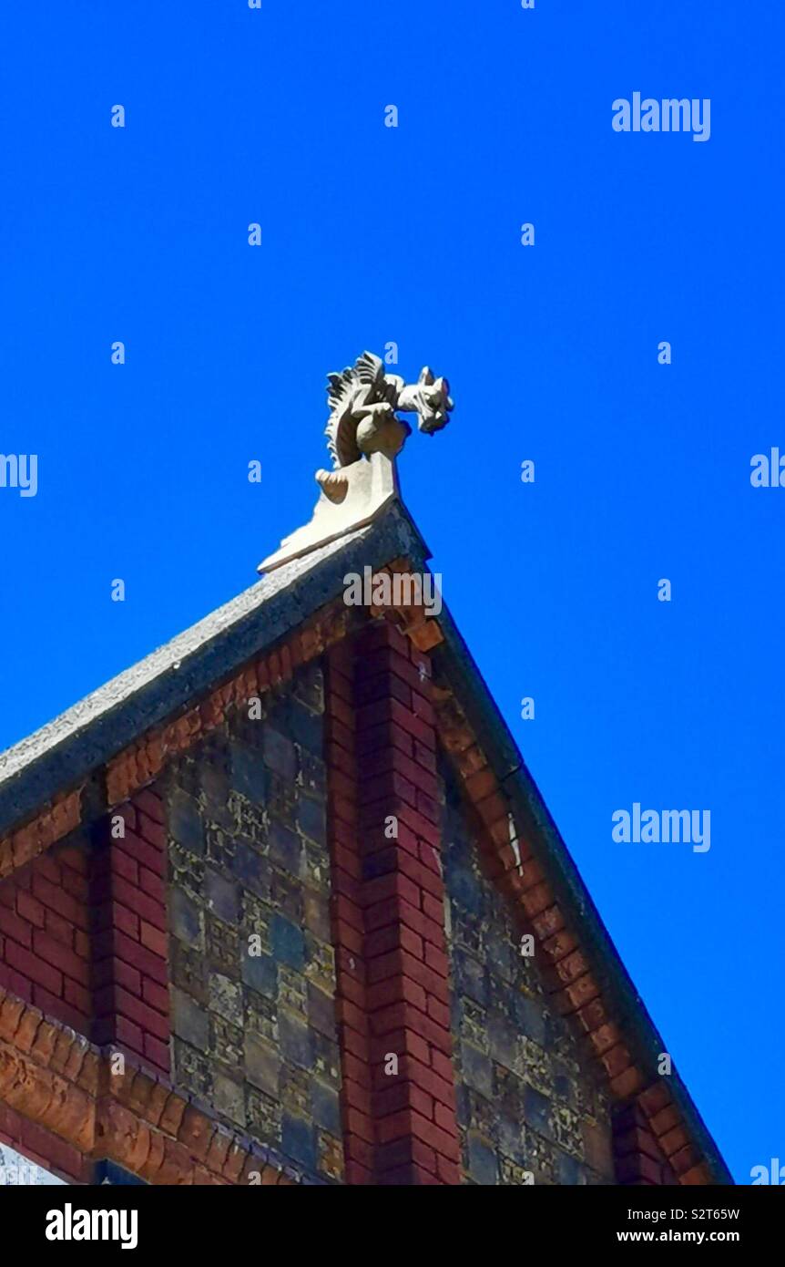 Rooftop cat sculpture in Dublin. - Smartphone Captured Stock Image