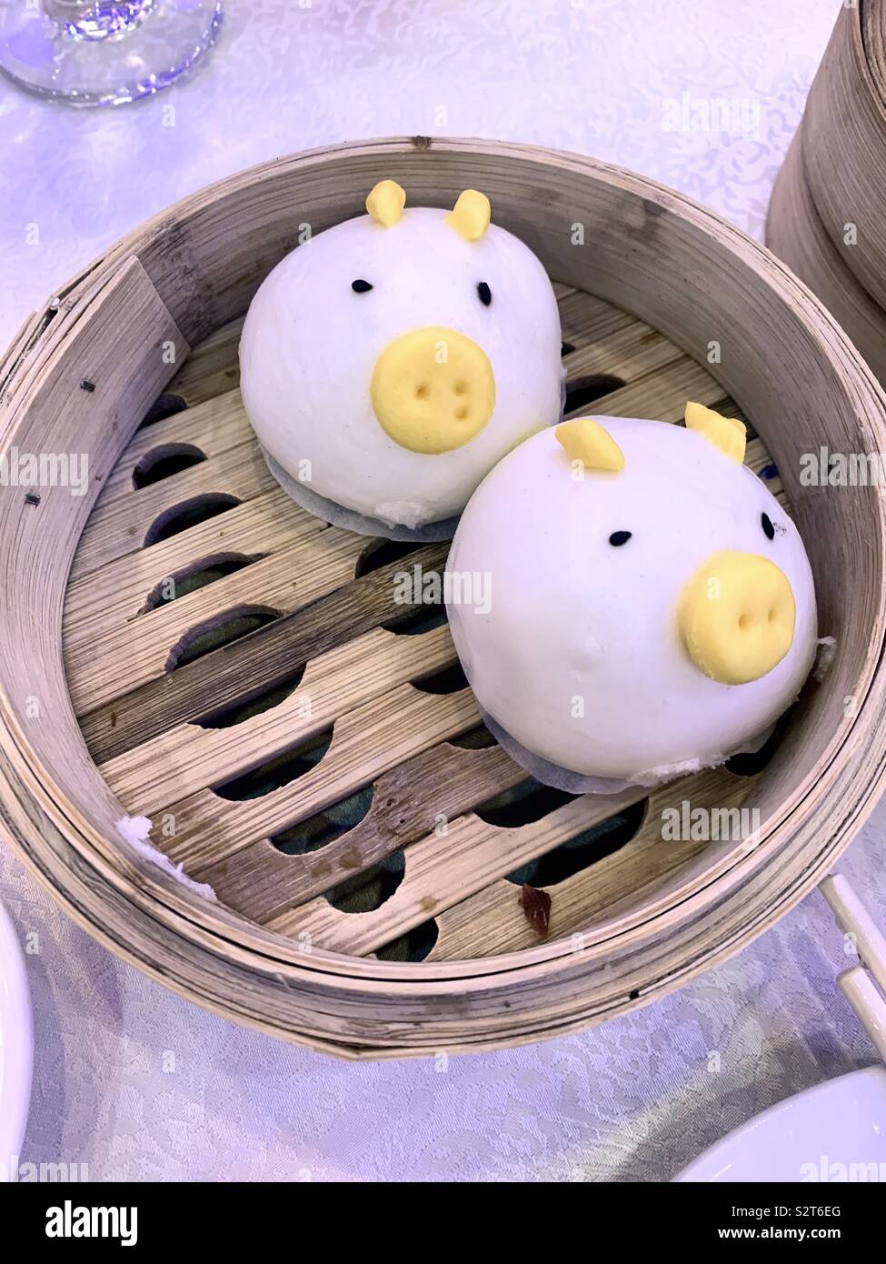 Two little pigs (bao buns) Stock Photo