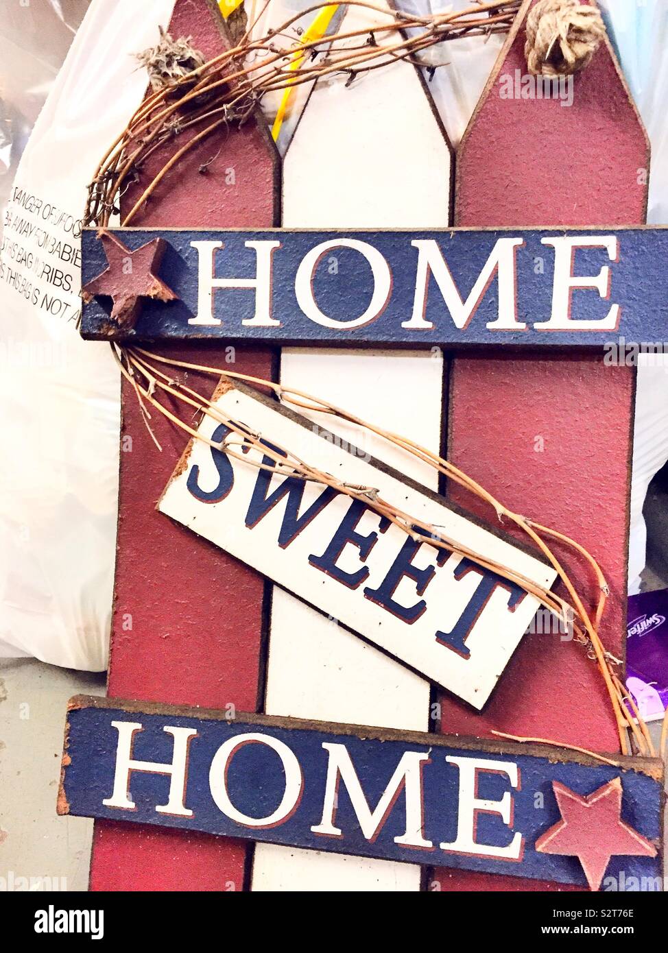 Home sweet home front door banner, USA Stock Photo