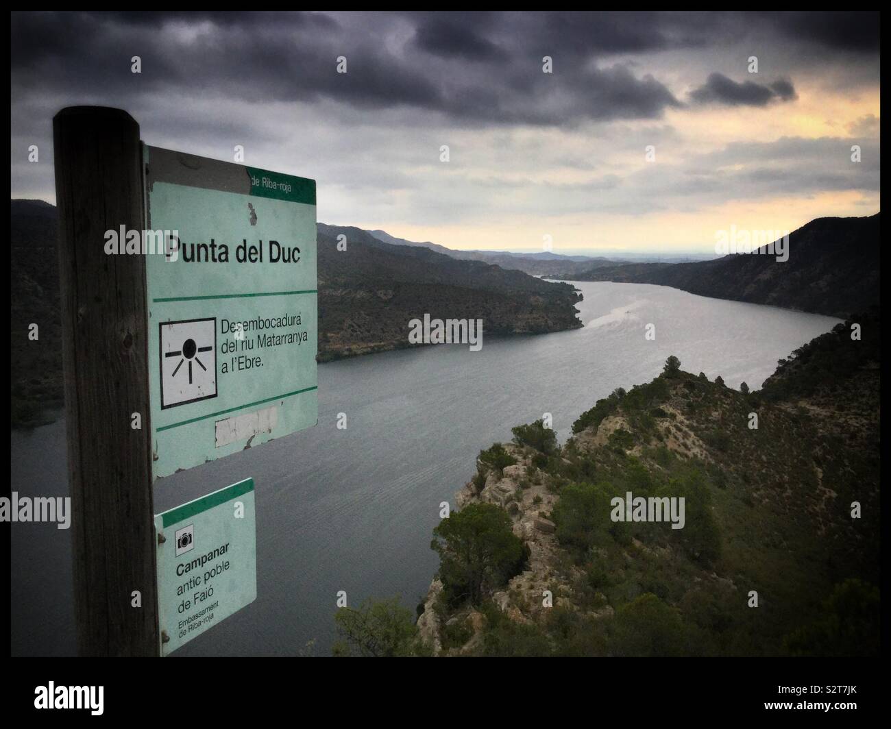 Where the Riu [river] Matarranya meets the Riu d’Ebre are the fortified trenches and tunnels at Punta del Duc near Fayón - the remnants of intensive fighting in 1938 during the Spanish Civil War. - Smartphone Captured Stock Image