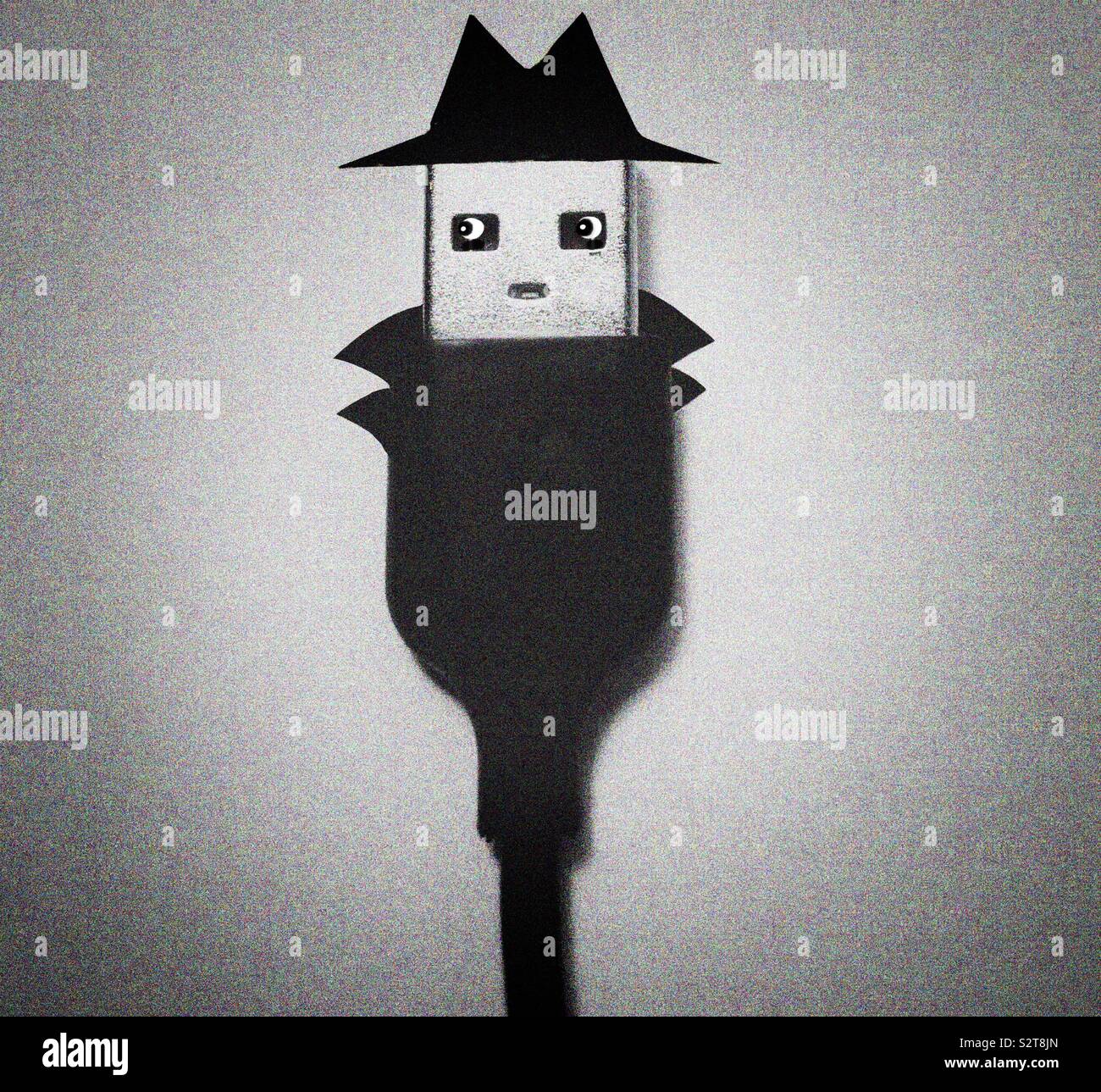 USB data cable retouched to look like a spy - Smartphone Captured Stock Image