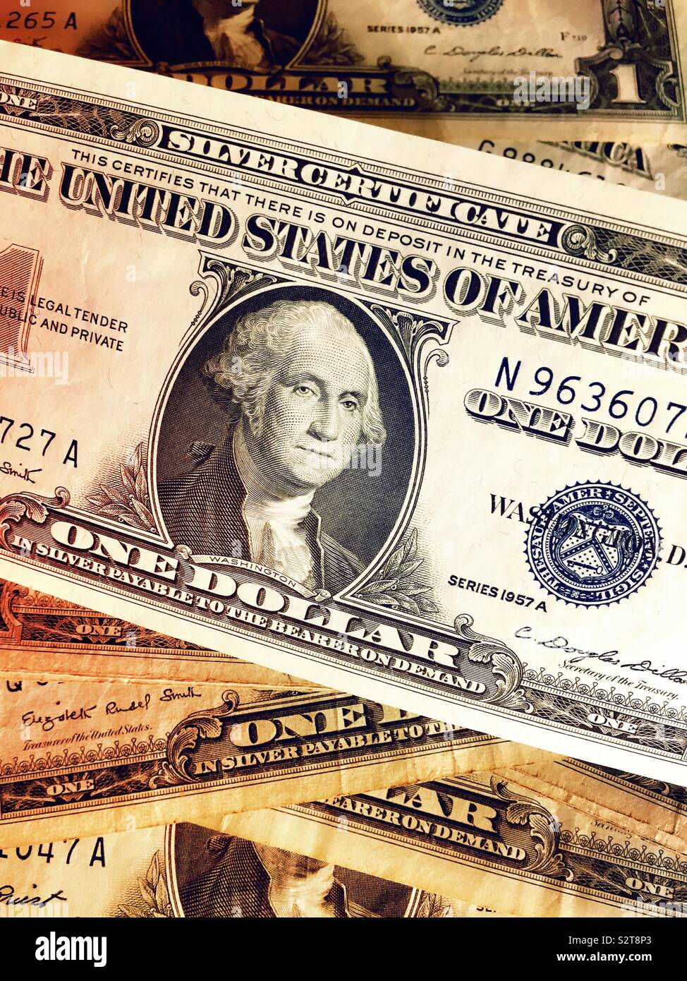 United States one dollar silver certificate bill  close up - Smartphone Captured Stock Image
