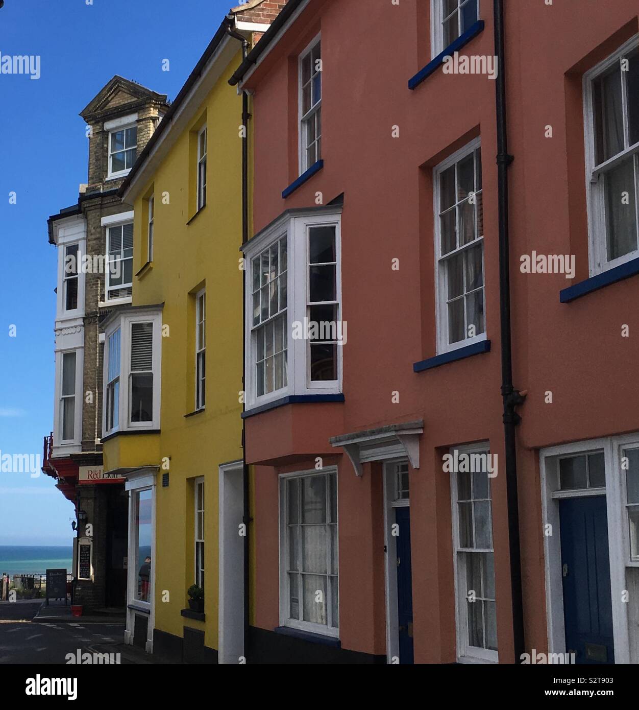 Cromer town, colourful houses by the sea, Norfolk, East Anglia Stock Photo Alamy