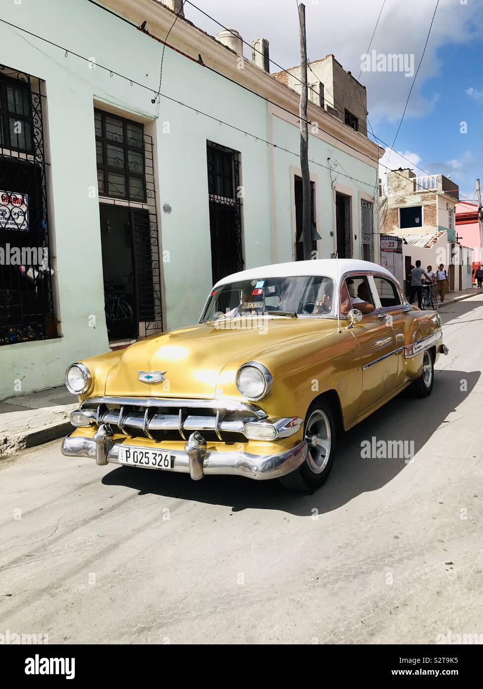 American car Cuban Street Stock Photo