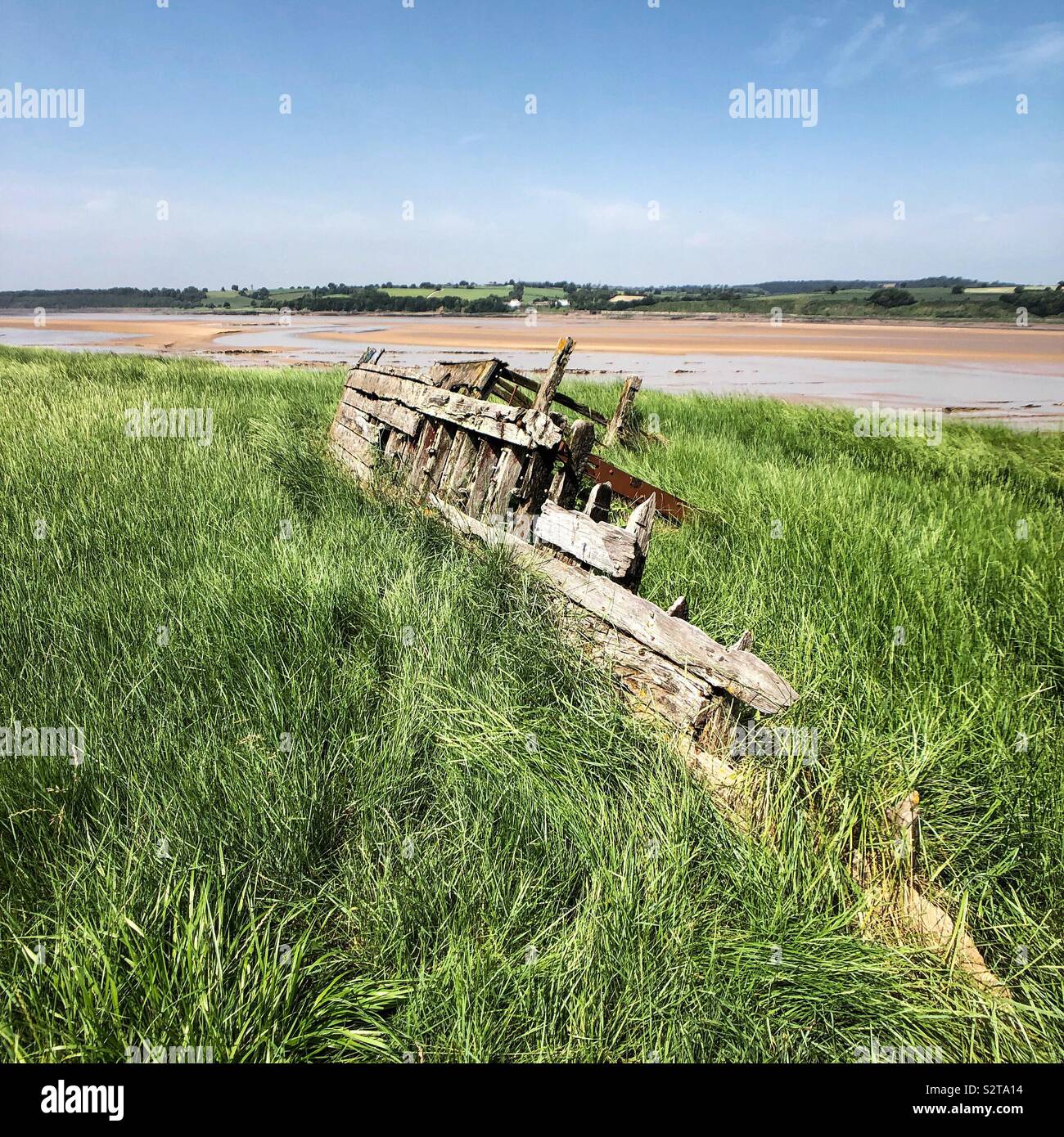 Boat grave yard on the banks of the river Severn - Smartphone Captured Stock Image